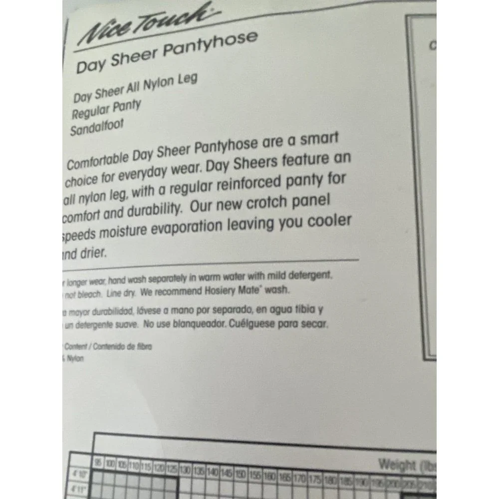 Nice Touch Day Sheer Pantyhose Non Control Size C Smokey Taupe Day Sheer Toe NIB
